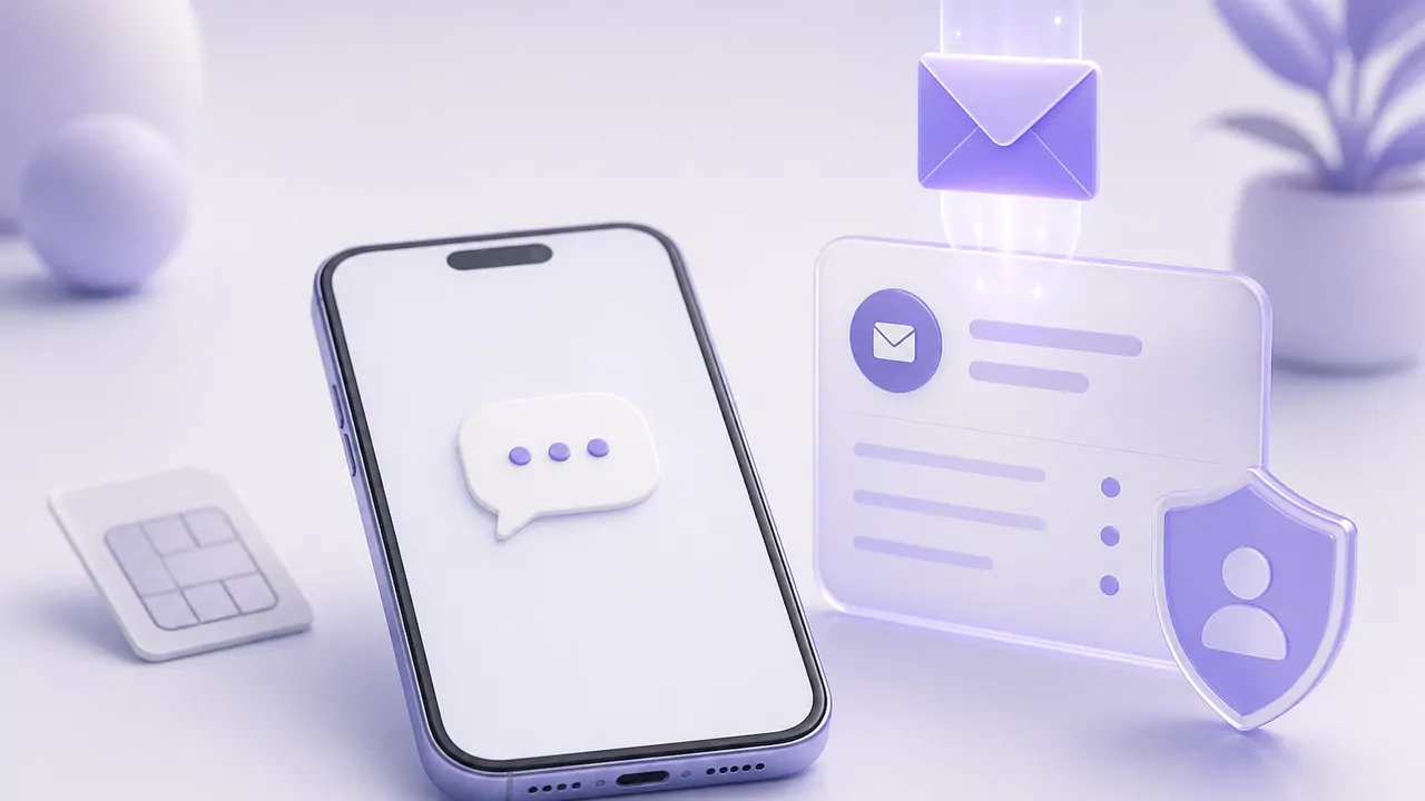 Geçici SMS numarası, herkese açık kutu, dummy hat ve sahte hattın kavram olarak ayrıldığını gösteren illüstrasyon