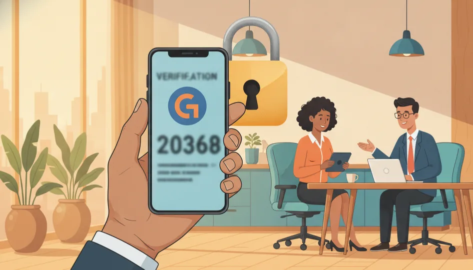 Google ve Gmail hesapları için SMS doğrulama kodu alan bir akıllı telefon