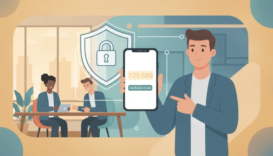 Bir akıllı telefon ekranında görünen onay kodu ve güvenlik sembolleri