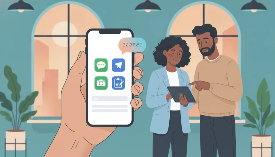 Çeşitli sosyal medya ve online platform ikonlarının olduğu bir telefon ekranı, geçici numara ile kayıt olma